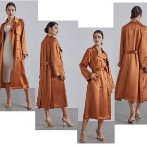 Lattelier amber orange Double-Breasted Trench Coat Sz M